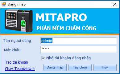 Giao diện đăng nhập vào phần mềm mitapro v2